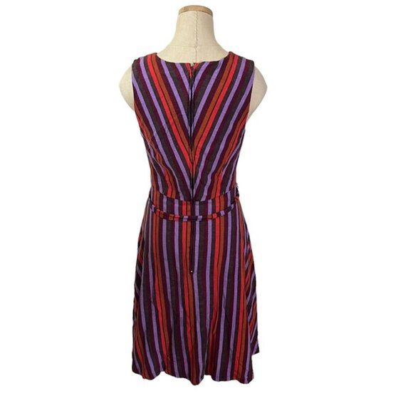 Modcloth dress women's M red purple v neck linen blend sleeveless Retro - Picture 9 of 10